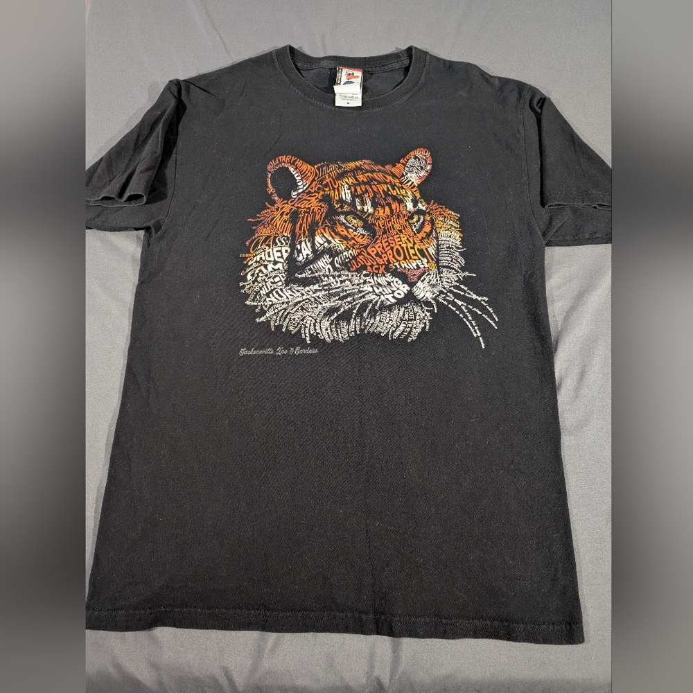 Black Graphic Tee with Tiger Design